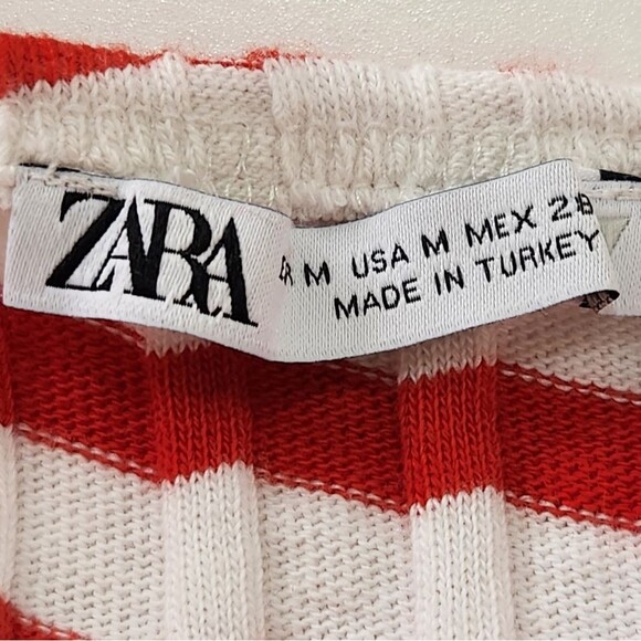 Zara Striped Ribbed Midi Tank Column Dress Red White Women's Size Medium - Picture 8 of 10